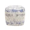 Pasargad Home Grandcanyon Distressed Cotton, Jacquard Woven Pouf- Polly Beads Stuffed Pouf- Sitting, Foot Stool - Square Poufs for Living Room - Luxury Room Decor, 20"x20"x20", Ivory/Blue view 4