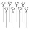 8pcs Metal Cocktail Stick, 4.5" Deer Head Martini Olive Skewers Decor Picks view 1