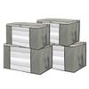 4 Pack Foldable Large Storage Bags 28 x 20 x 12 (L x W x H) inch for Comforter Quilt Blanket Clothes with Clear Window & Handles - Easy to Fit King Size Comforter Set - Closet Under Bed Organizer view 1