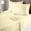 100% Egyptian Cotton 600 Thread Count 6 Pc Bed Sheets-King Size, Deep Pocket Upto 18-20'' Sheet Set,Ivory Stripe view 1