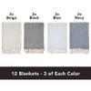 Arkwright Common Ground Bulk Blankets - Pack of 12 - Reversible 100% Cotton All Season Lightweight Couch Bed Throws for Wedding Guests, Travel, and Outdoor Events, 50 x 70 in, Checkered view 2