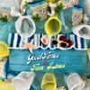 Good Times and Tan Lines Handmade Deco Mesh Summer Wreath. Available in 24 inch and 28 inch diameters. view 2