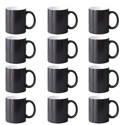 12pcs 11oz Sublimation AAA Quality Coffee Changing Color Mugs Blanks, Red, Blue and Black (Black)