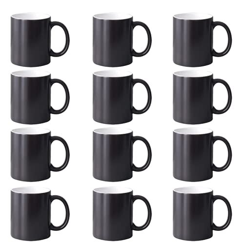 12pcs 11oz Sublimation AAA Quality Coffee Changing Color Mugs Blanks, Red, Blue and Black (Black)