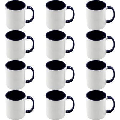 12pcs 11oz Sublimation Coffee Mugs Blanks,Two Tone Color, AAA Quality (Dark Blue)
