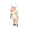 Abbott Collection 27-MERINO-414 Skating Pig with Snowball Ornament, Pink/White view 1