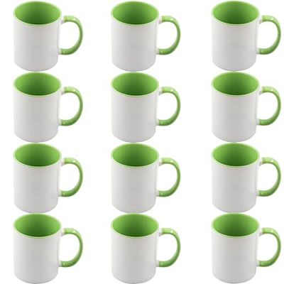 12pcs 11oz Sublimation Coffee Mugs Blanks,Two Tone Color, AAA Quality (Light Green)