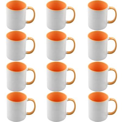 12pcs 11oz Sublimation Coffee Mugs Blanks,Two Tone Color, AAA Quality (Golden)