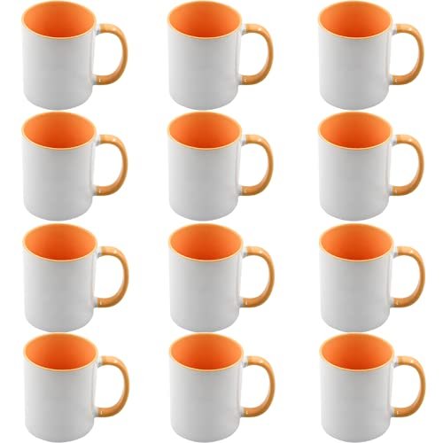 12pcs 11oz Sublimation Coffee Mugs Blanks,Two Tone Color, AAA Quality (Golden)