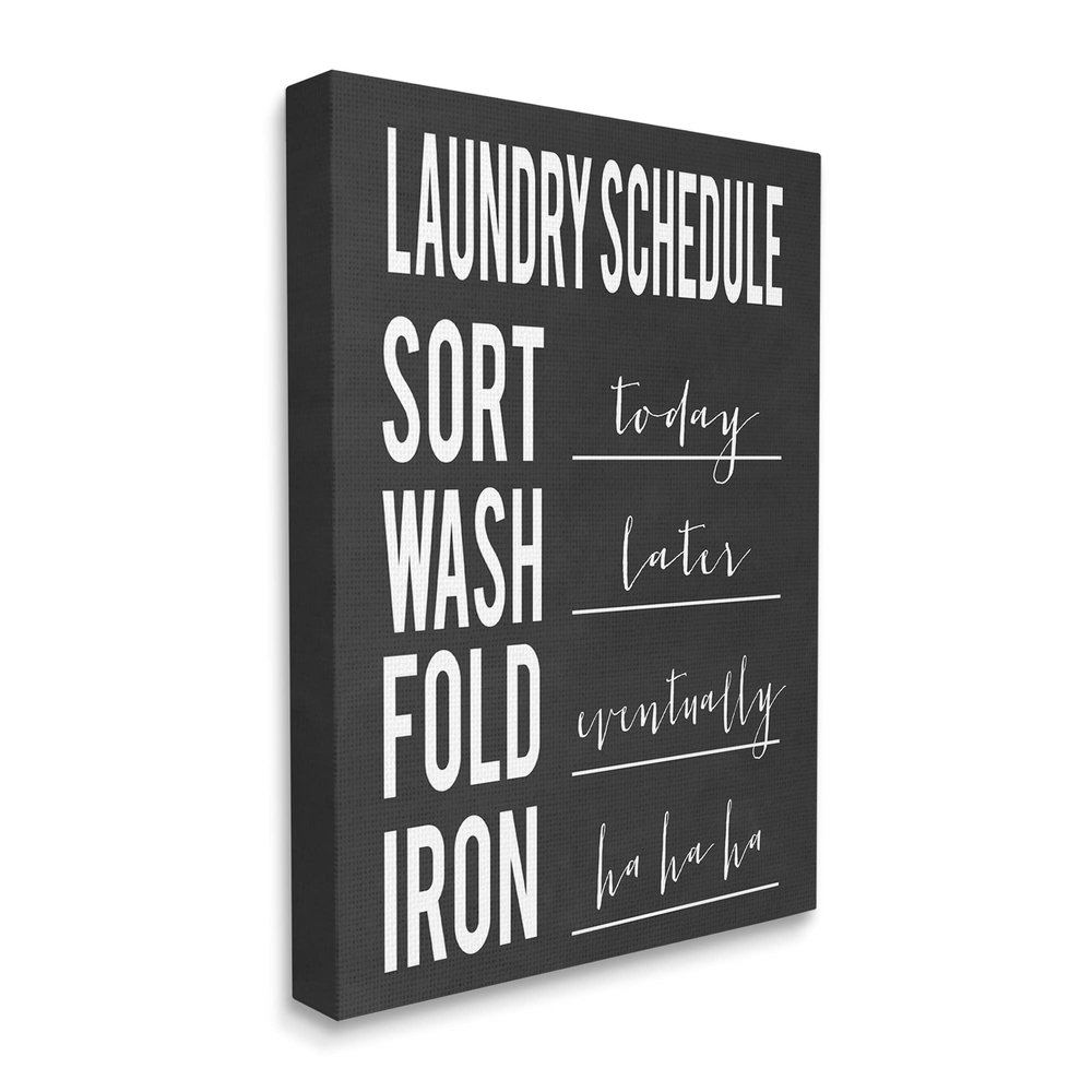 Stupell Industries Laundry Schedule Sign Funny Black White Cleaning Guide