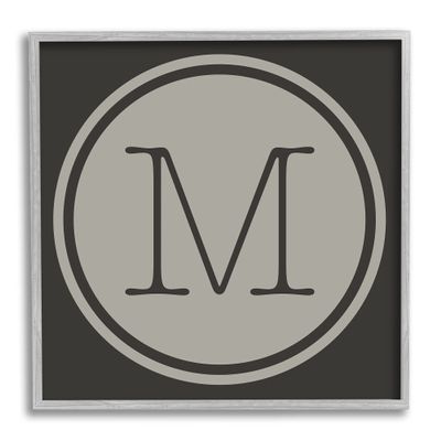 Stupell Industries Modern M Initial Circular Elevator Key Shape Framed Wall Art