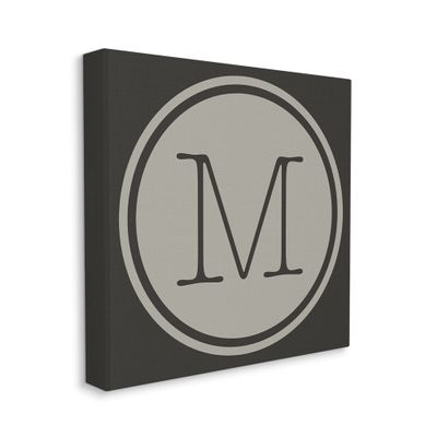 Stupell Industries Modern M Initial Circular Elevator Key Shape Canvas Wall Art