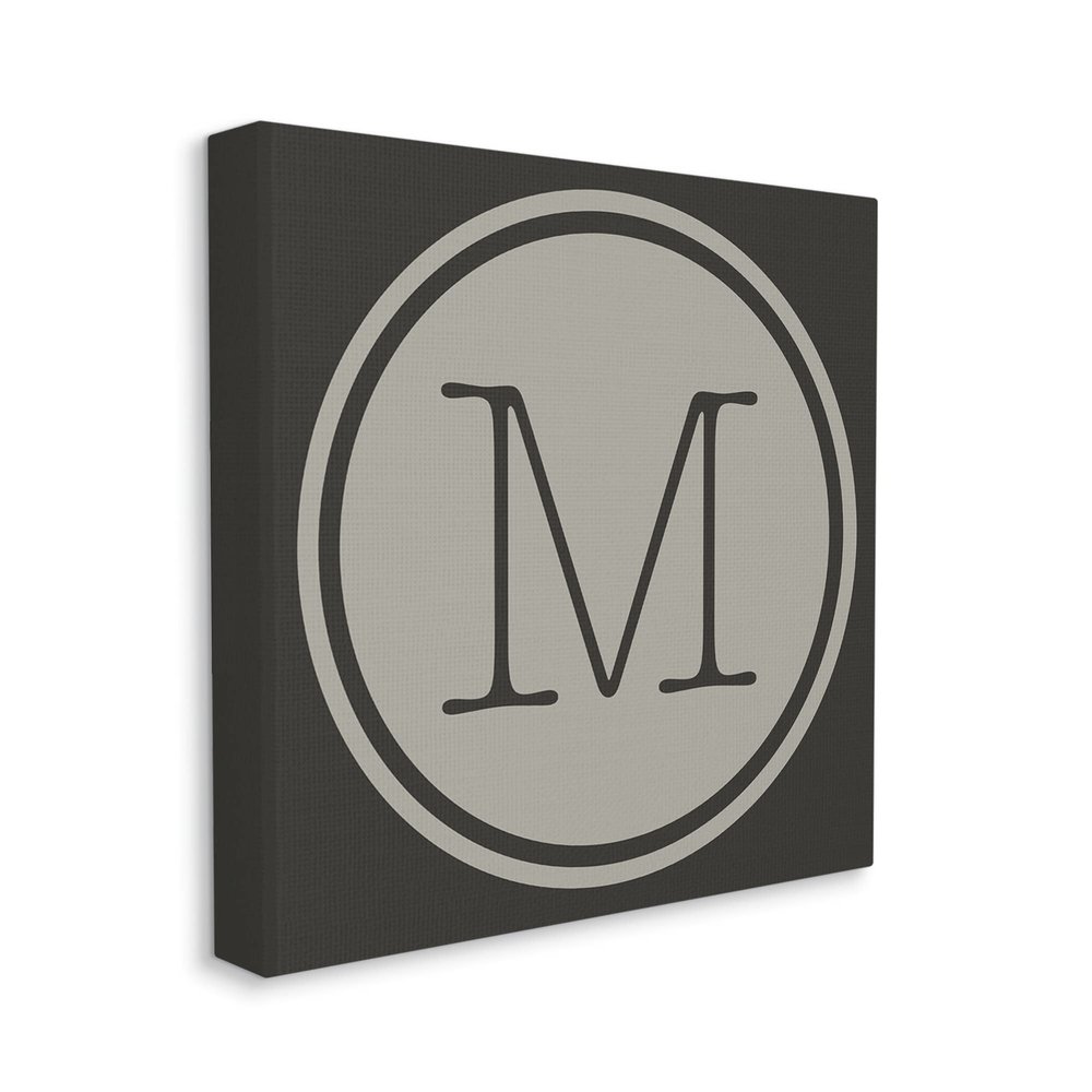 Stupell Industries Modern M Initial Circular Elevator Key Shape Canvas Wall Art