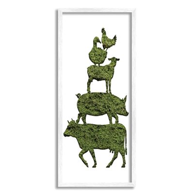 Stupell Industries Farm Animal Stack Green Grass Pattern Silhouette