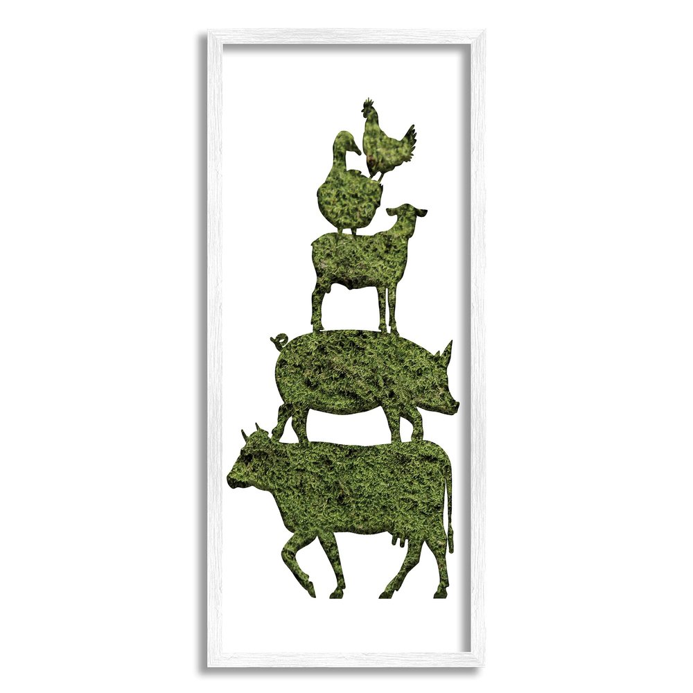Stupell Industries Farm Animal Stack Green Grass Pattern Silhouette