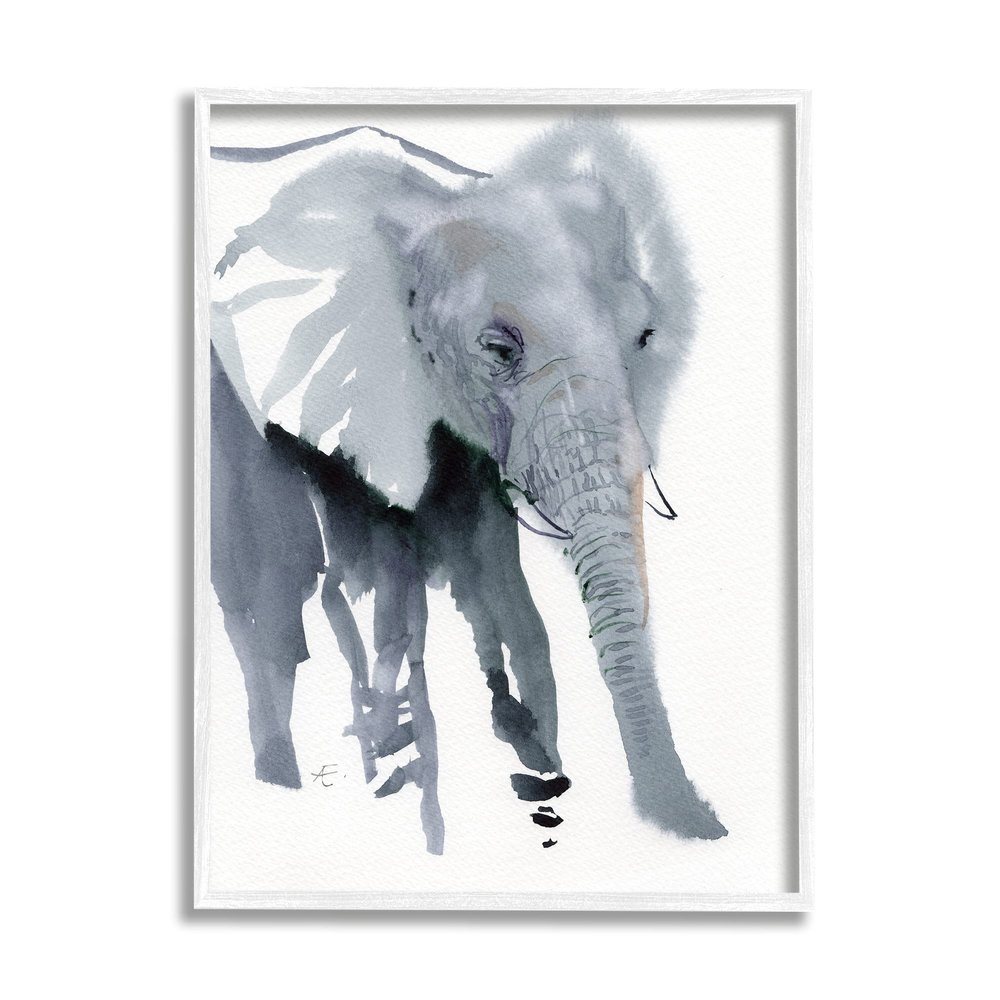 Stupell Industries Abstract Elephant March Grey Safari Animal Watercolor