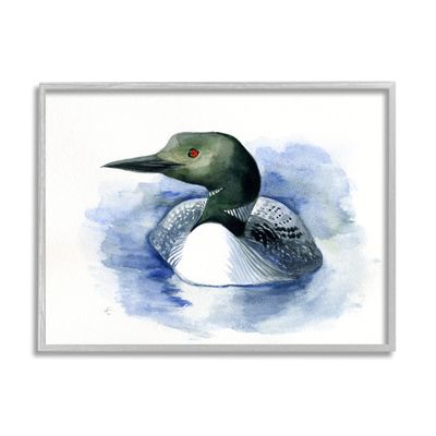 Stupell Industries Loon in Blue Lake Minimal Canadian Water Bird