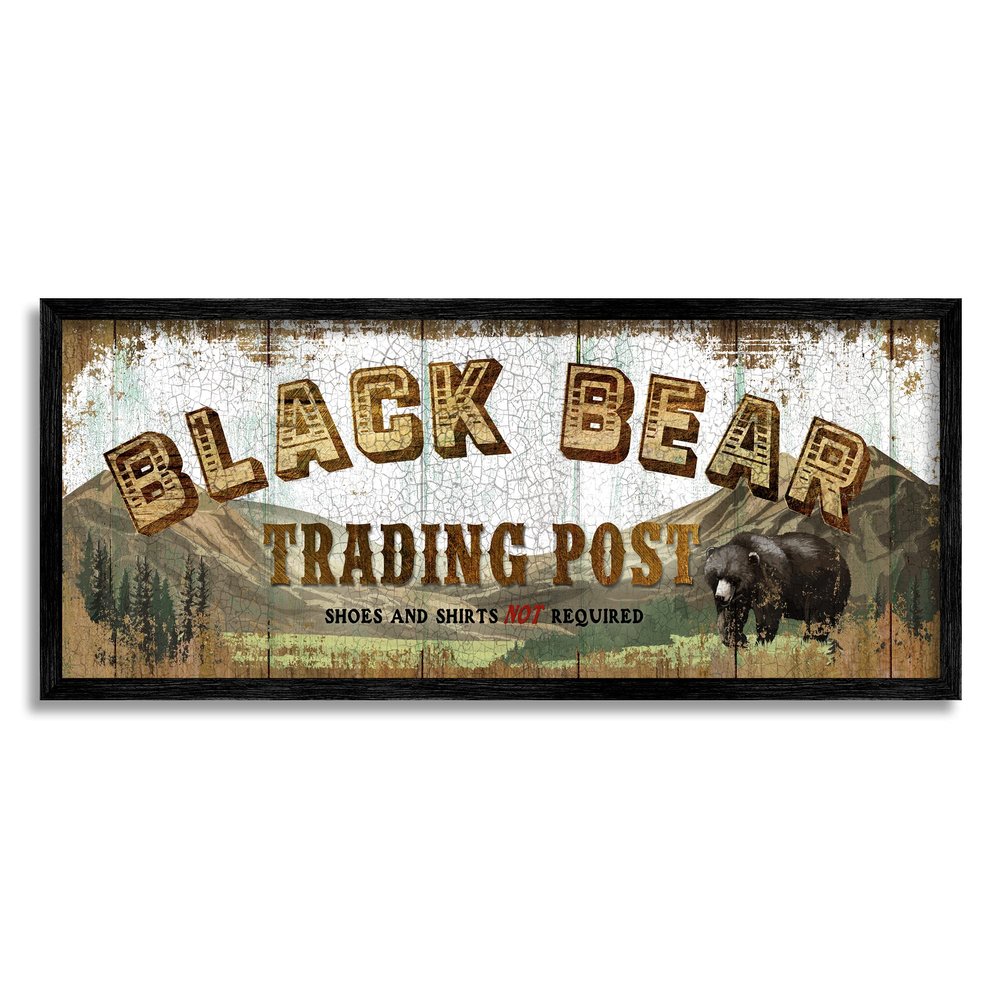 Stupell Industries Black Bear Trading Post Rustic Forest Animal