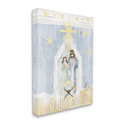 Stupell Industries Holy Night Holiday Nativity Stable Yellow Stars, Designed by Andi Metz Canvas Wall Art, 24 x 30, Blue