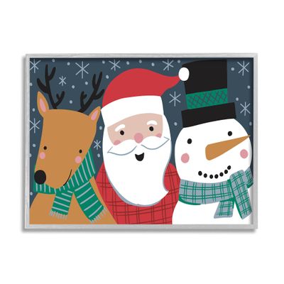 Stupell Industries Happy Christmas Trio Santa Reindeer Snowman Winter