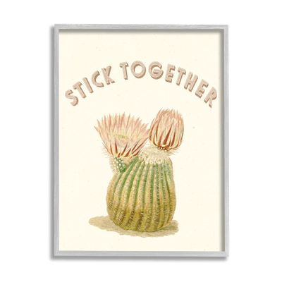 Stupell Industries Stick Together Retro Typography Floral Cactus Blooming