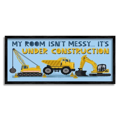 My Room's Under Construction Kids' Sign Yellow Vehicles