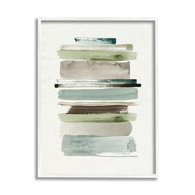 Stupell Industries Thick Line Shape Abstraction Green Brown Striped Layers