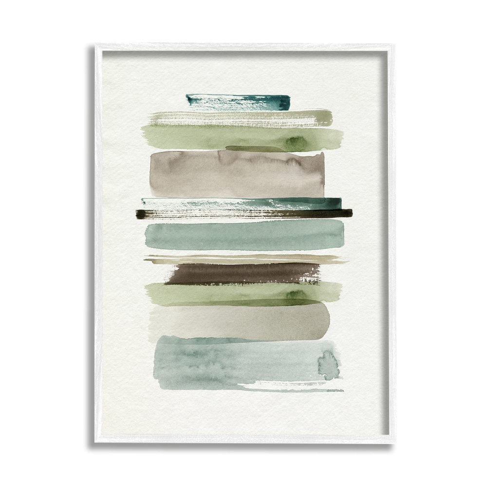 Stupell Industries Thick Line Shape Abstraction Green Brown Striped Layers