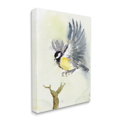 Stupell Industries Yellow Belly Bird Spread Wings Over Tree Branch