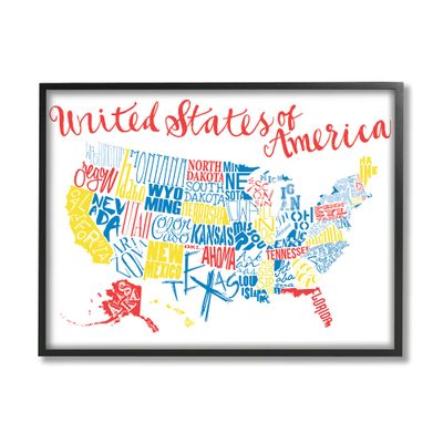 Stupell Industries United States of America Typography Map Primary Tones