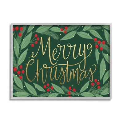Stupell Industries Merry Christmas Festive Sentiment Chic Holiday Holly