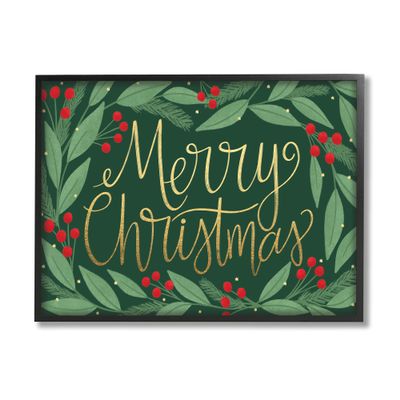 Stupell Industries Merry Christmas Festive Sentiment Chic Holiday Holly