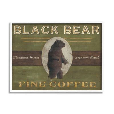 Stupell Industries Black Bear Fine Coffee Rustic Kitchen Mountain Animal