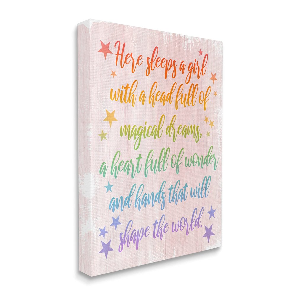 Stupell Industries Girl with Head Full of Magical Dreams Phrase