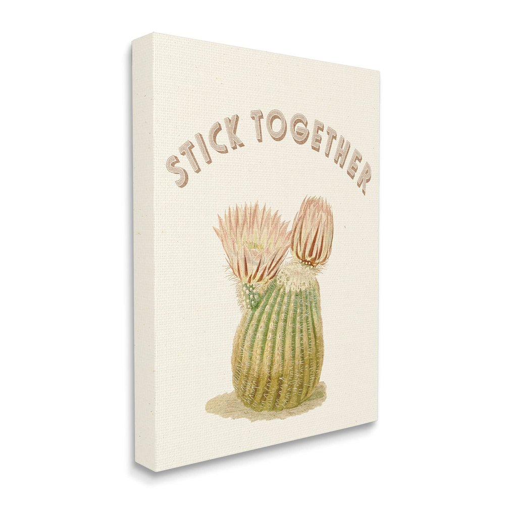 Stupell Industries Stick Together Retro Typography Floral Cactus Blooming