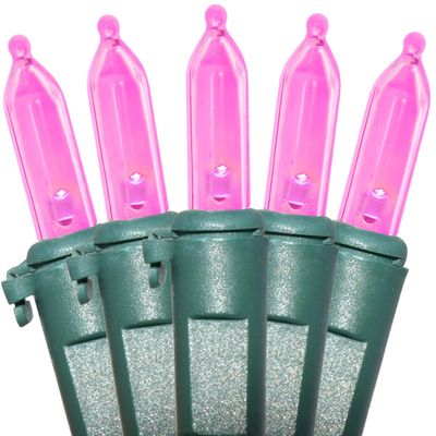 Pink LED Christmas String 100 Mini Fairy Lights Set, Green Wire 26.9 Ft Traditional Valentines Easter Holiday Dcor for Home, Christmas Tree, Patio, Indoor & Outdoor Decoration