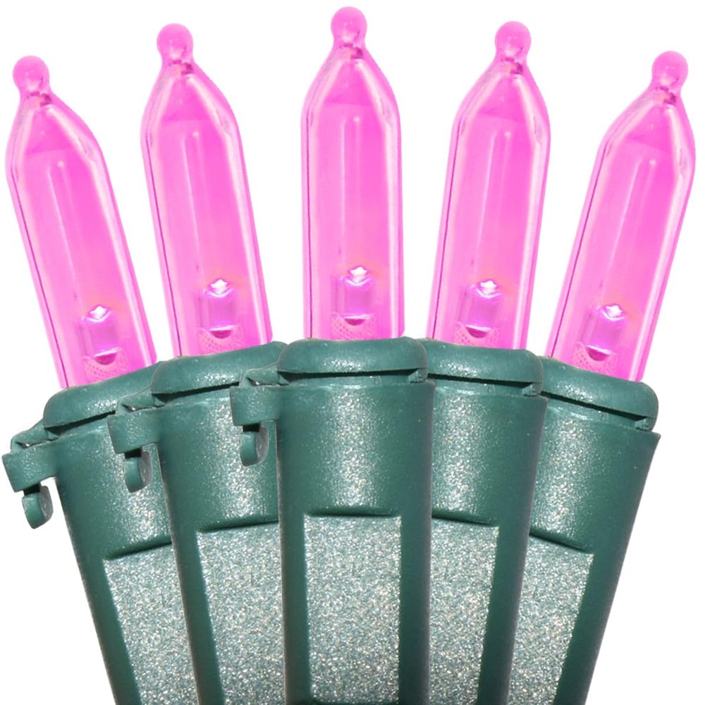 Pink LED Christmas String 100 Mini Fairy Lights Set, Green Wire 26.9 Ft Traditional Valentines Easter Holiday Dcor for Home, Christmas Tree, Patio, Indoor & Outdoor Decoration