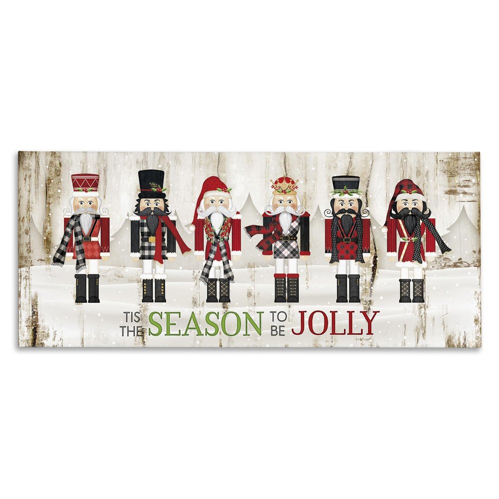 Stupell Industries to Be Jolly Festive Phrase Winter Christmas Nutcrackers, Designed by Jennifer Pugh Canvas Wall Art, 20 x 48, Off- White