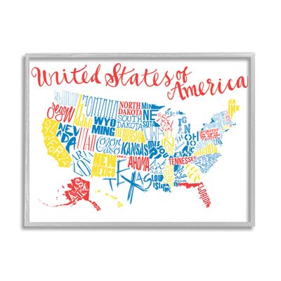 Stupell Industries United States of America Typography Map Primary Tones