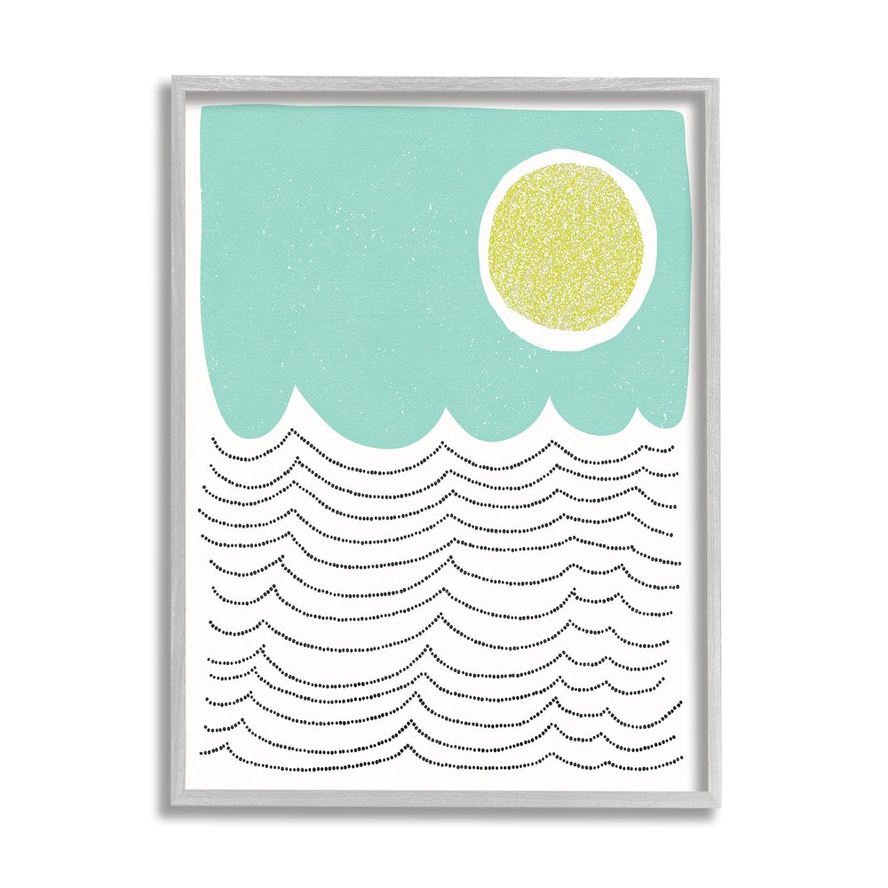 Stupell Industries Sun Rising Over Ocean Waves Abstract Dotted Lines