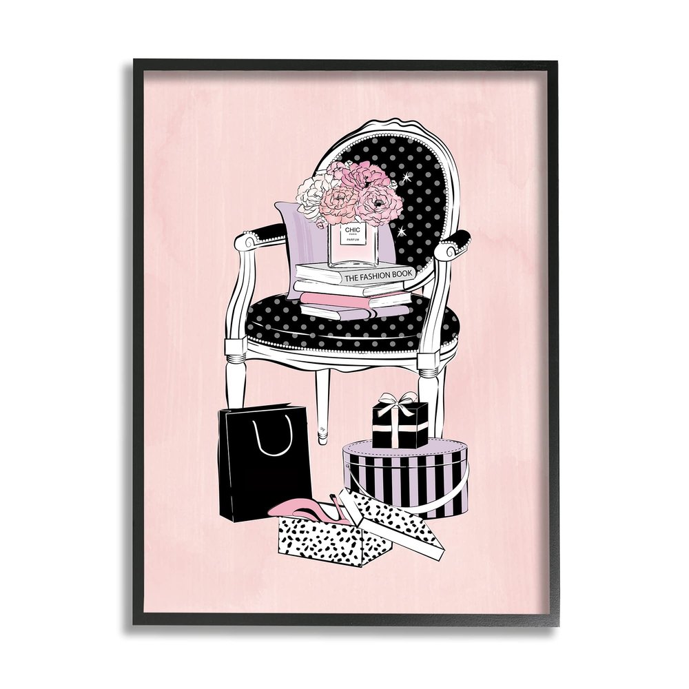 Chic Fashion Still Life Chair with Shopping Bags