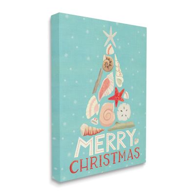 Stupell Industries Merry Christmas Nautical Holiday Tree Beach Polka Dots