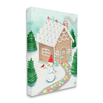 Stupell Industries Playful Gingerbread House Christmas Landscape Happy Snowman