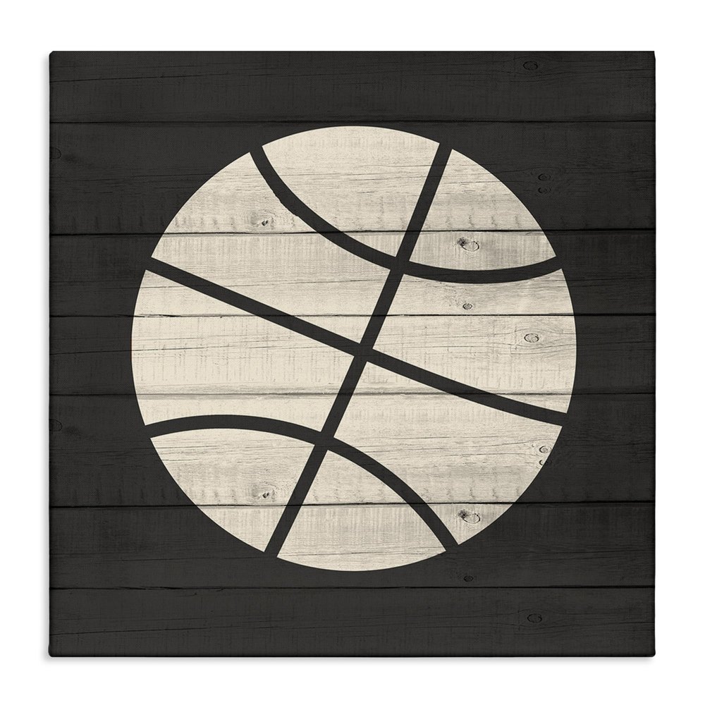 Stupell Industries Basketball Shape Rustic Sports Country Pattern