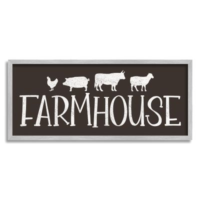 Stupell Industries Farmhouse Animals Sign Black White Pig Cow Chicken