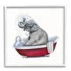 Stupell Industries Elephant in Red Bathtub Playful Safari Animal view 1