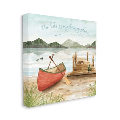 Stupell Industries Lake's My Happy Place Phrase Boat Dock Landscape
