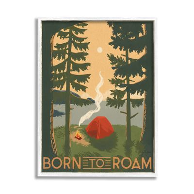 Stupell Industries Born to Roam Phrase Rustic Forest Camping Tent