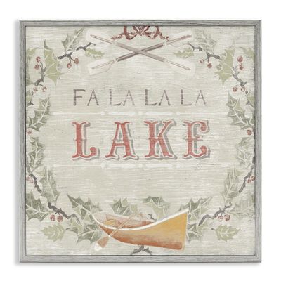 Fa La Lake Rustic Holiday Wreath, 24 x 24 Inch Framed Gicle Print