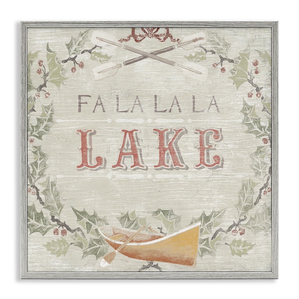 Fa La Lake Rustic Holiday Wreath, 24 x 24 Inch Framed Gicle Print
